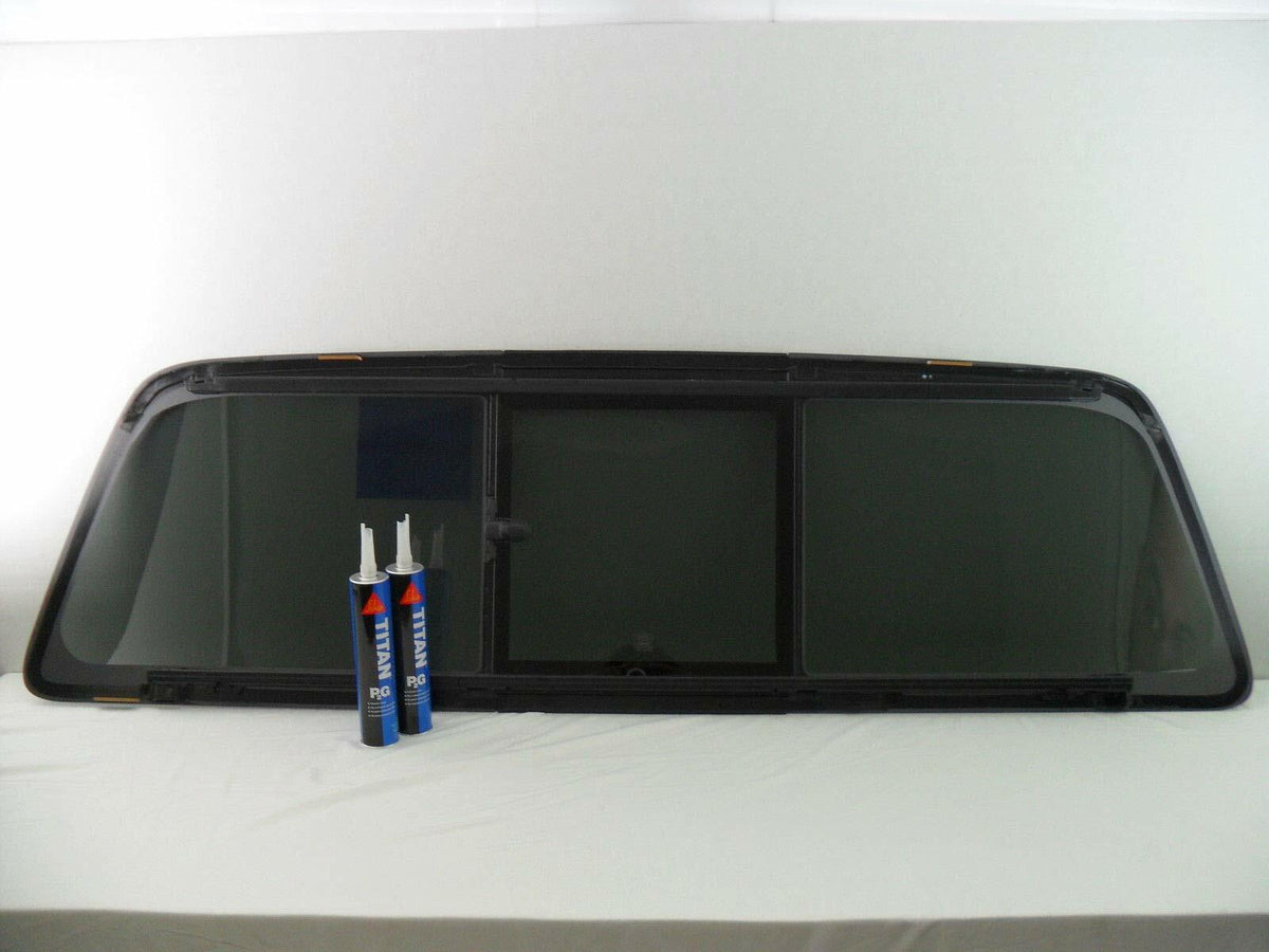 OE W/ Logo Sliding Window Back Glass Manual Back Slider Compatible with Ford F-Series (F250 F350 F450 F550) 2008-2016 Models / F-Series (F650 F750) 2008-2022 Models Pickup