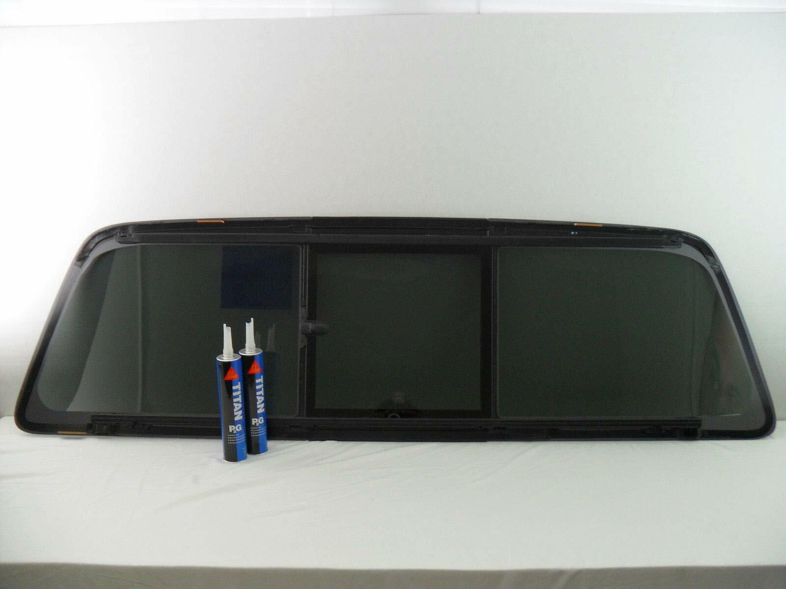 OE W/ Logo Sliding Window Back Glass Manual Back Slider Compatible with Ford F-Series (F250 F350 F450 F550) 2008-2016 Models / F-Series (F650 F750) 2008-2022 Models Pickup