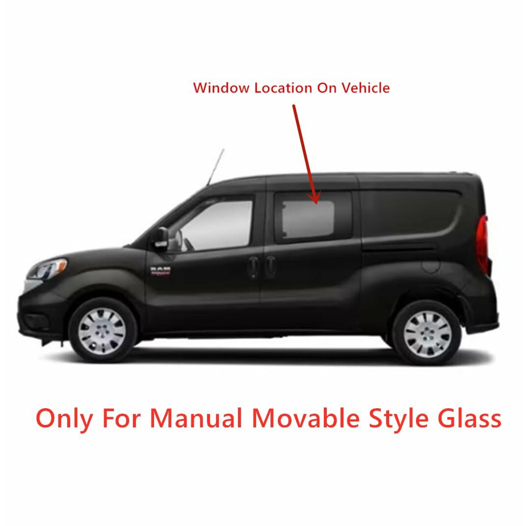 Movable Manual Sytle Driver Left Side Rear Door Window Door Glass Compatible with Ram Promaster City 2015-2022 Models