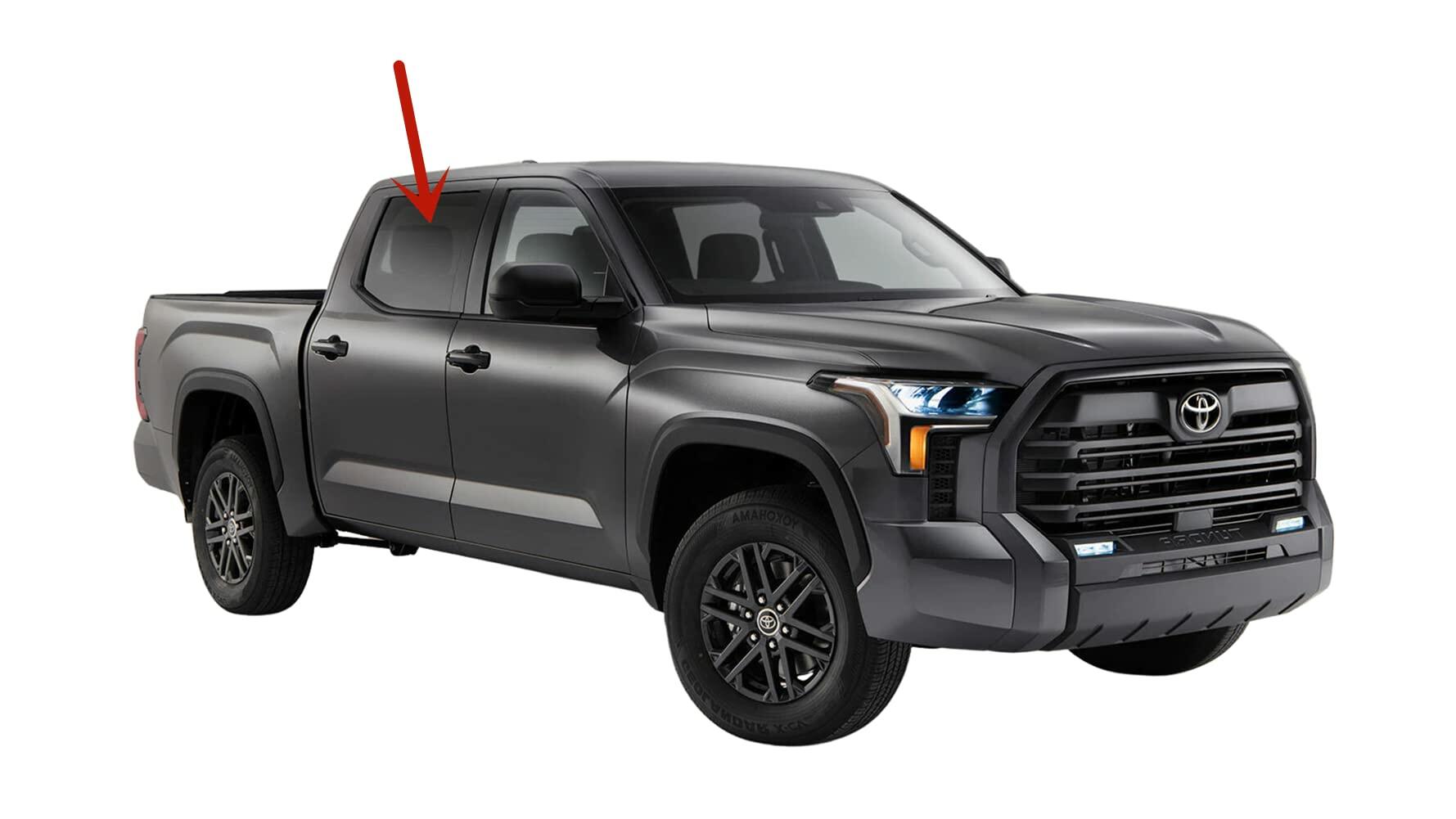 Tempered Passenger Right Side Rear Door Window Door Glass Compatible with Toyota Tundra Pickup 4 Door Crew Cab 2022-2025 Models