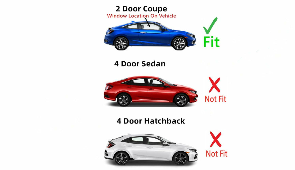 Passenger Right Side Door Window Door Glass Compatible with Honda Civic 2 Door Coupe 2016-2021 Models