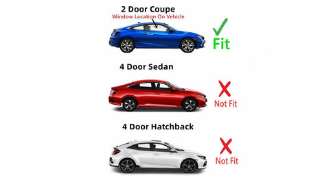 Passenger Right Side Door Window Door Glass Compatible with Honda Civic 2 Door Coupe 2016-2021 Models