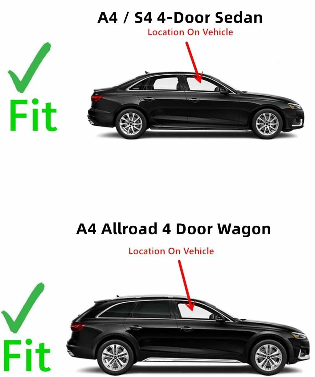 Tempered Passenger Right Side Front Door Window Door Glass Compatible with Audi A4 / S4 / A4 Allroad 2017-2025 Models