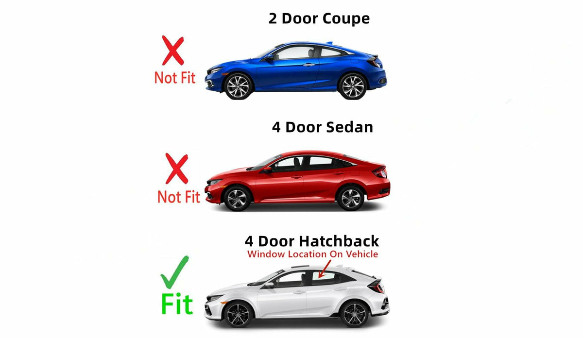 Driver Left Side Rear Door Window Door Glass Compatible with Honda Civic 4 Door Hatchback 2017-2021 Models