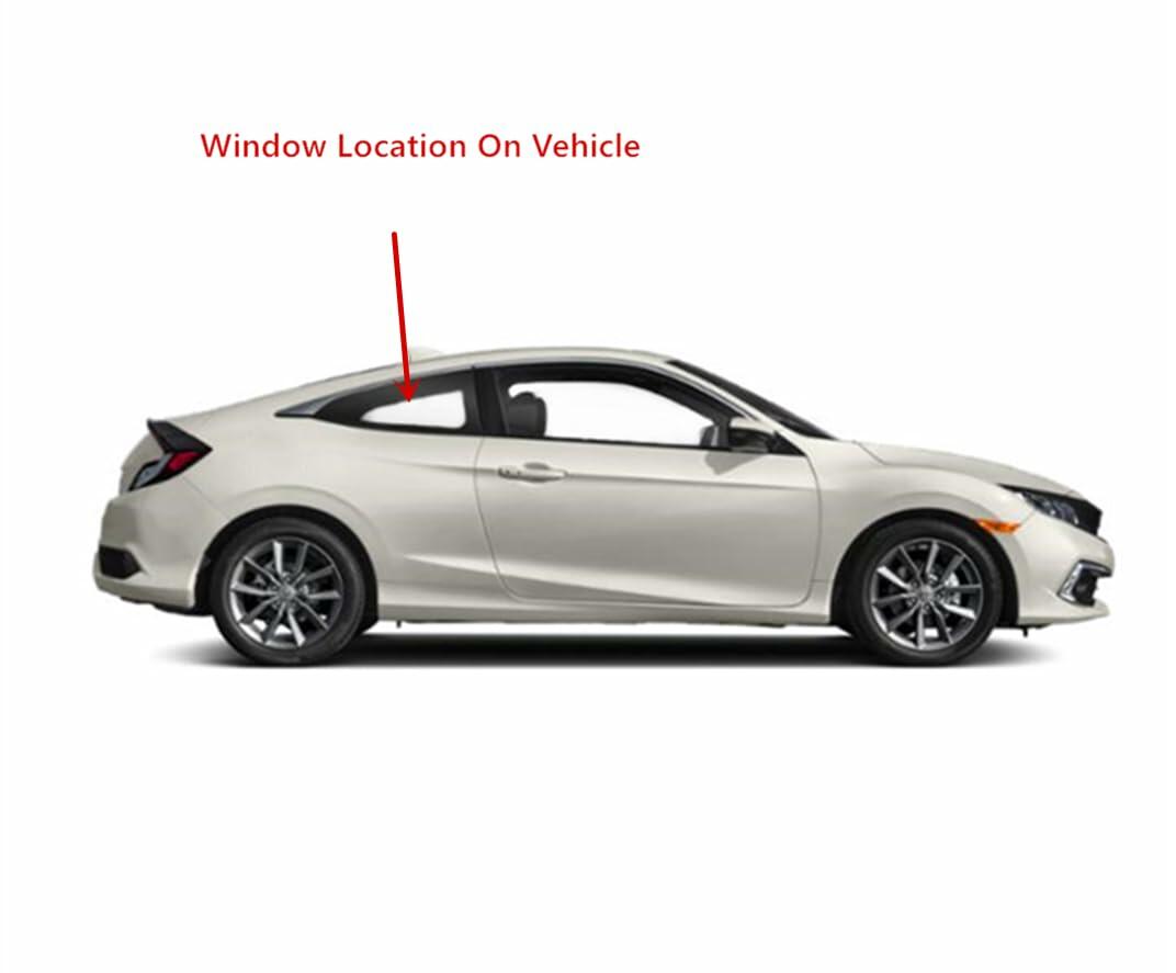 Tempered Passenger Right Side Quarter Window Quarter Glass Compatible With Honda Civic 2-Door Coupe 2016-2021 Models (Not For 4-Door Models)