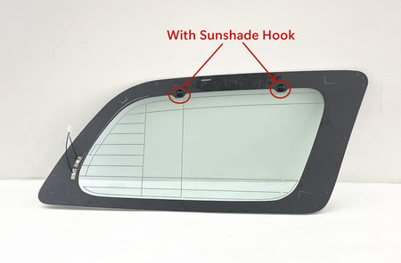 W/ Sunshade Hook & Antenna Style Tempered Passenger Right Side Quarter Window Quarter Glass Compatible with Toyota Sequoia 2008-2022 Models
