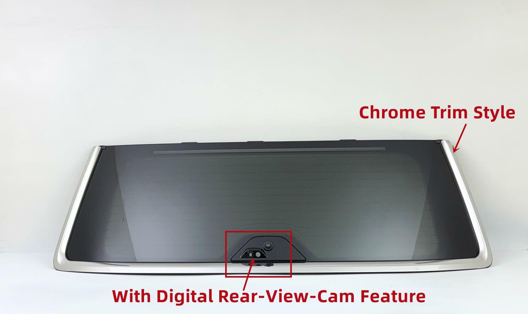 OEM Laminated Chrome Trim Heated Rear Back Tailgate Window Glass Compatible with Jeep Wagoneer / Wagoneer L / Grand Wagoneer / Grand Wagoneer L 2022-2025 Models W/ Feature