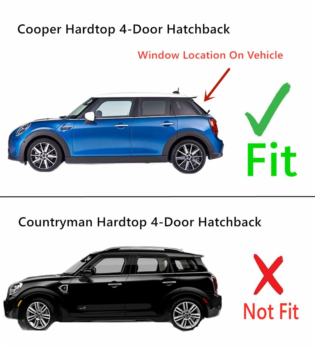 Heated Rear Back Window Back Glass Compatible with Mini Cooper Hardtop 4-Door Hatchback 2015-2024 Models
