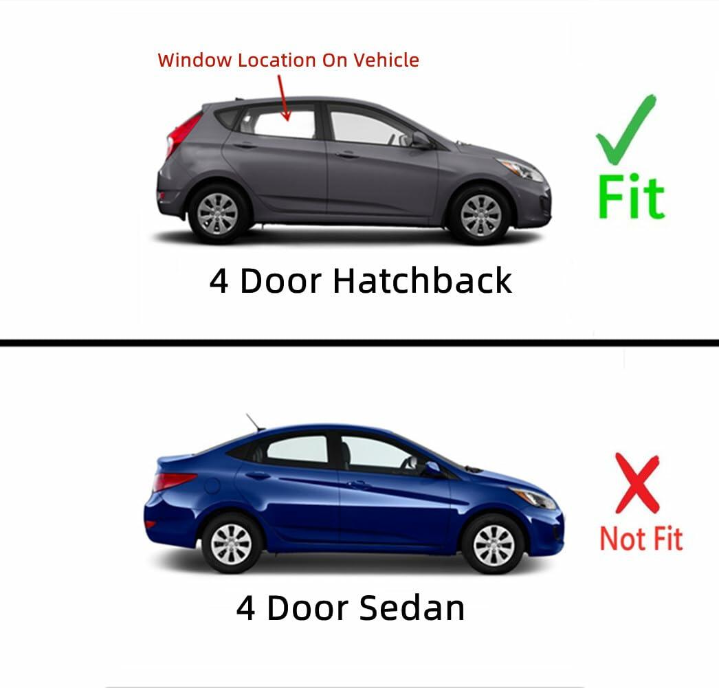 Passenger Right Side Rear Door Window Door Glass Compatible with Hyundai Accent Hatchback 2012-2017 Models