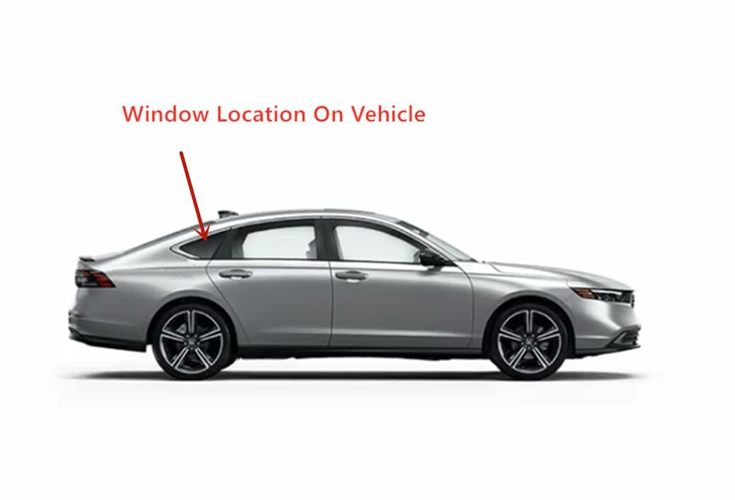 Chrome Molding Style Passenger Right Side Quarter Window Quarter Glass Compatible with Honda Accord 2023-2025 Models
