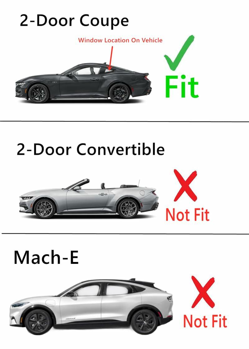 Driver Left Side Quarter Window Quarter Glass Compatible with Ford Mustang 2Dr Coupe 2024-2026 Models