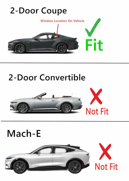 Driver Left Side Quarter Window Quarter Glass Compatible with Ford Mustang 2Dr Coupe 2024-2026 Models