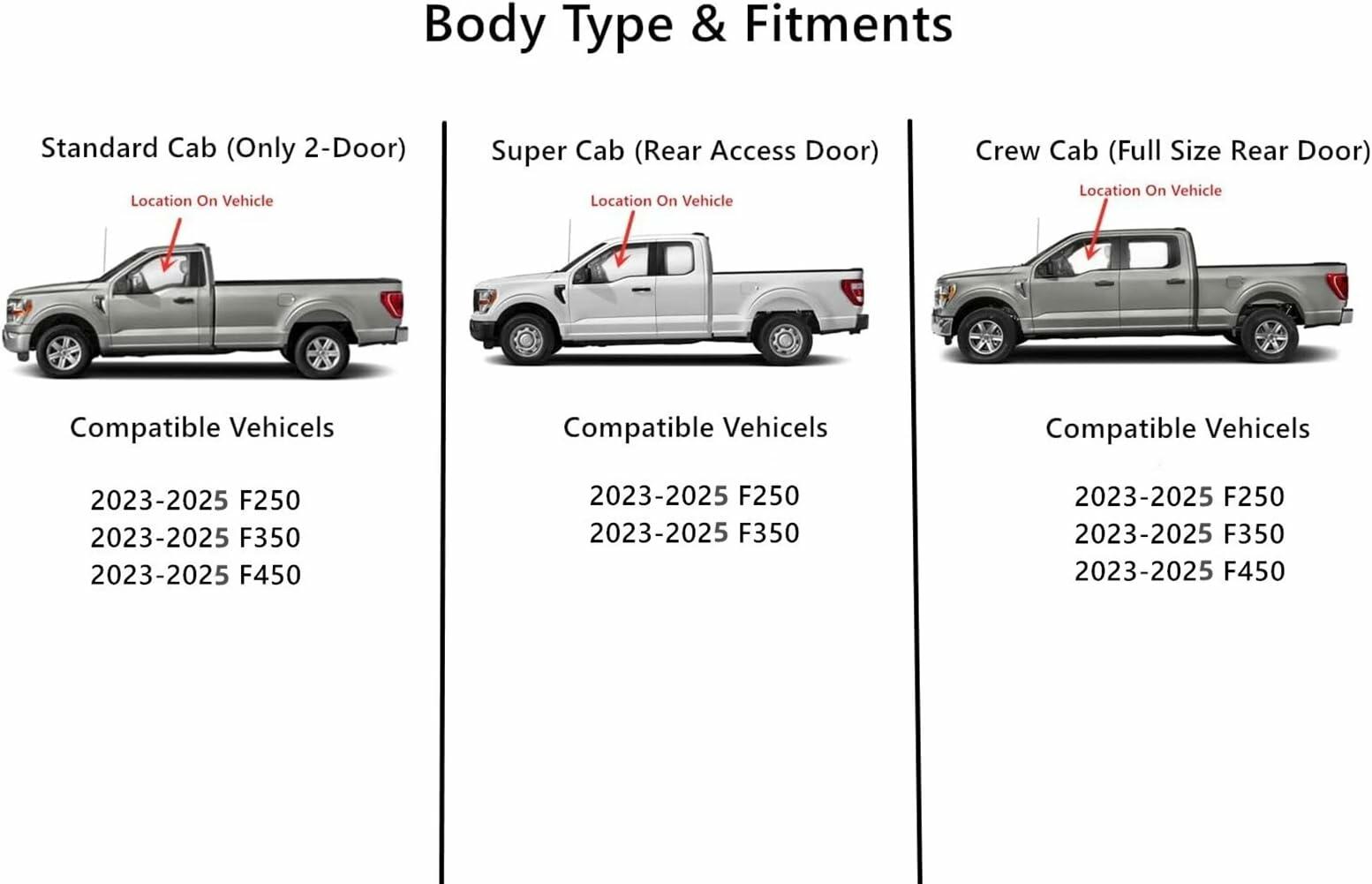 Tempered Driver Left Side Front Door Window Door Glass Compatible with Ford F250 F350 F450 2023-2026 Models
