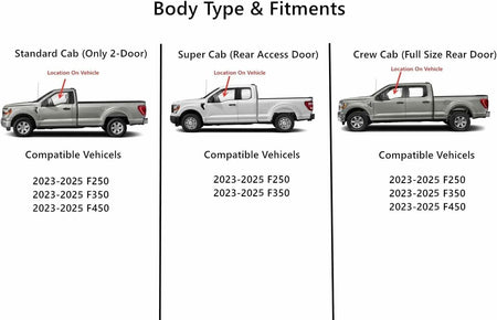 Tempered Driver Left Side Front Door Window Door Glass Compatible with Ford F250 F350 F450 2023-2026 Models