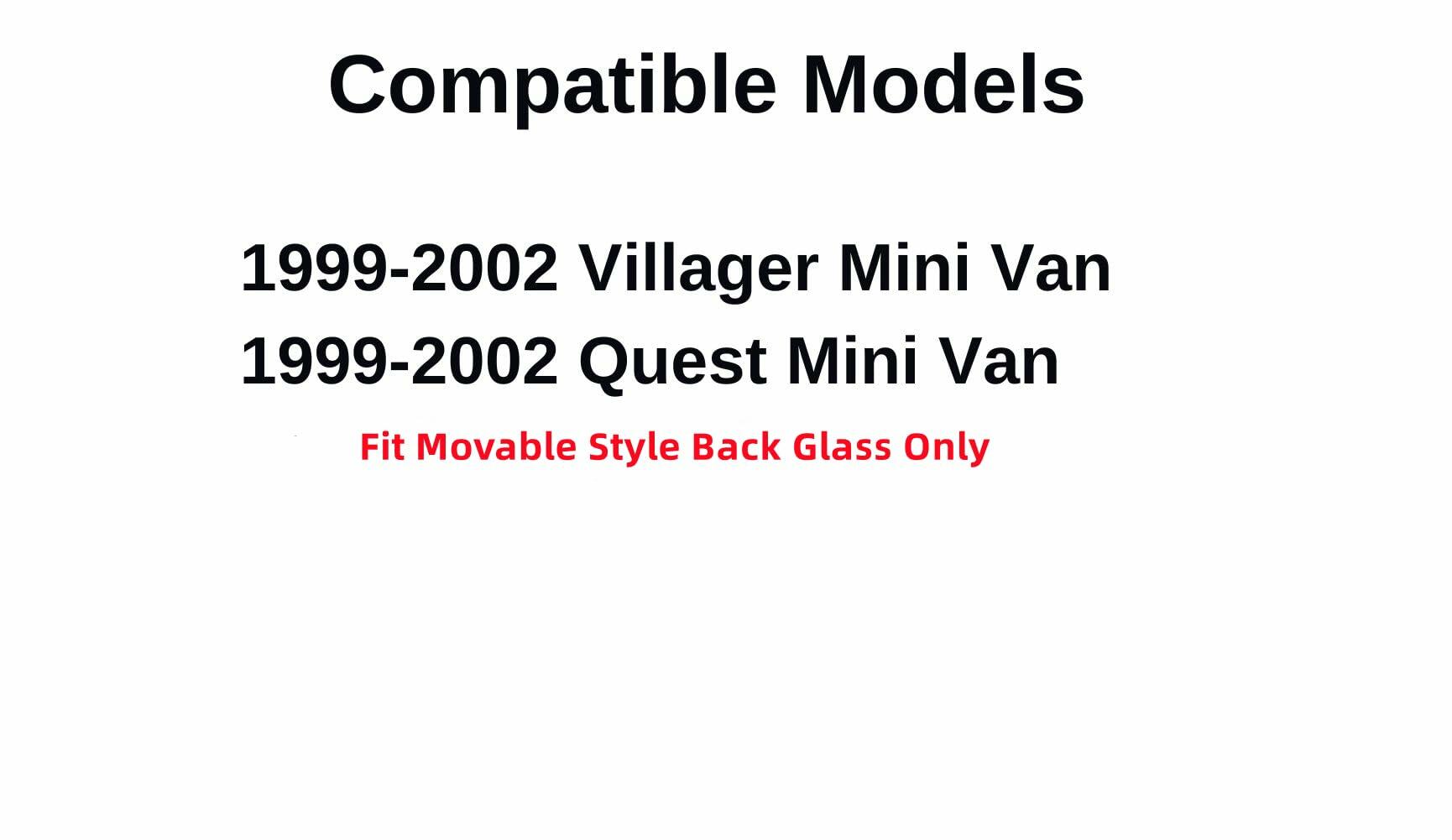 Movable Rear Back Window Back Tailgate Glass Compatible with Nissan Quest/Mercury Villager 1999-2002 Models