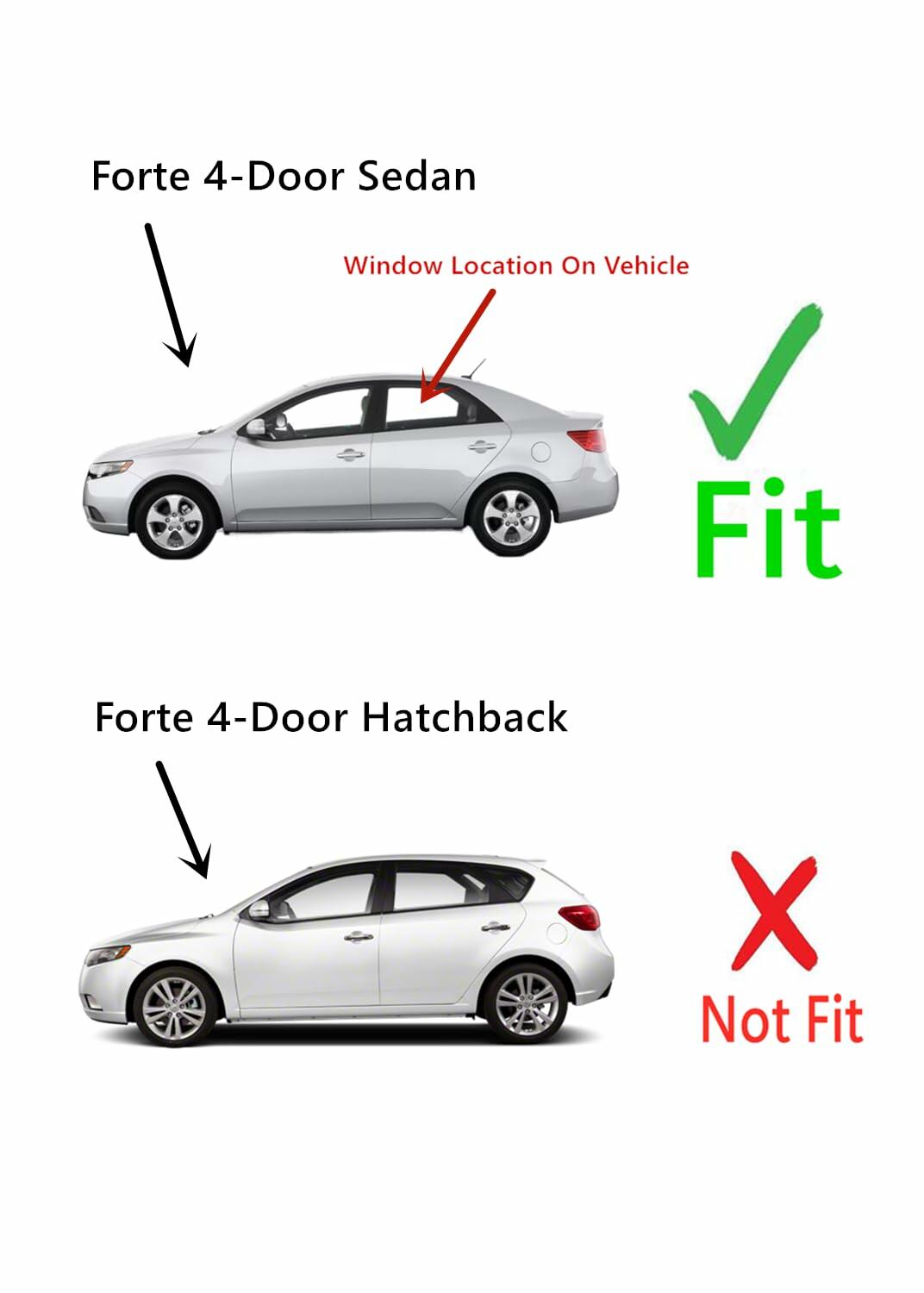 Tempered Driver Left Side Rear Door Window Glass Compatible with Kia Forte 4-Door Sedan 2010-2013 Models