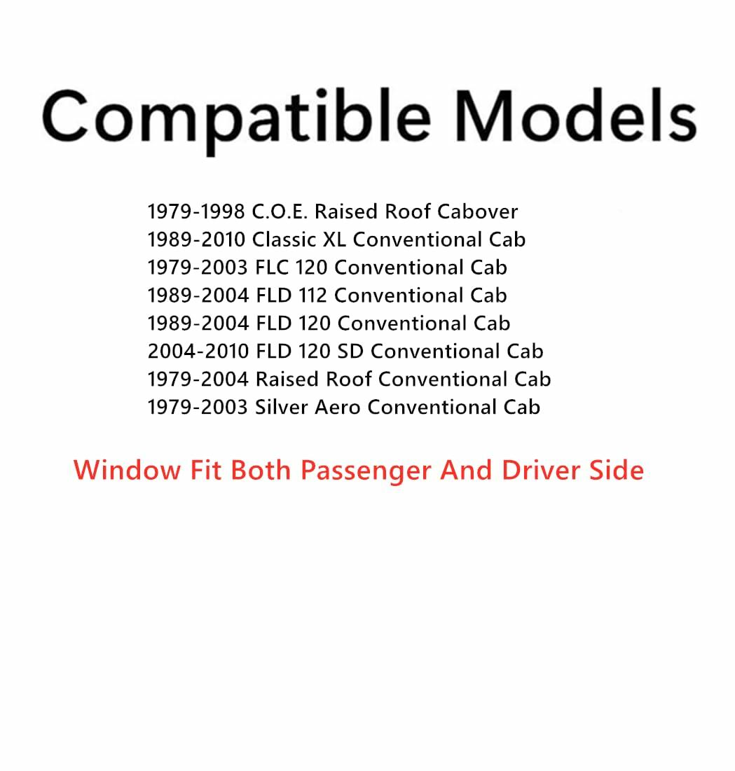 Tempered Passenger Right Or Driver Left Side Door Window Glass Compatible with Freightliner Classic XL FLD120SD 1989-2010 & FLC120 FLD112 FLD120 Silver Aero Raised Roof 1979-2004 Models