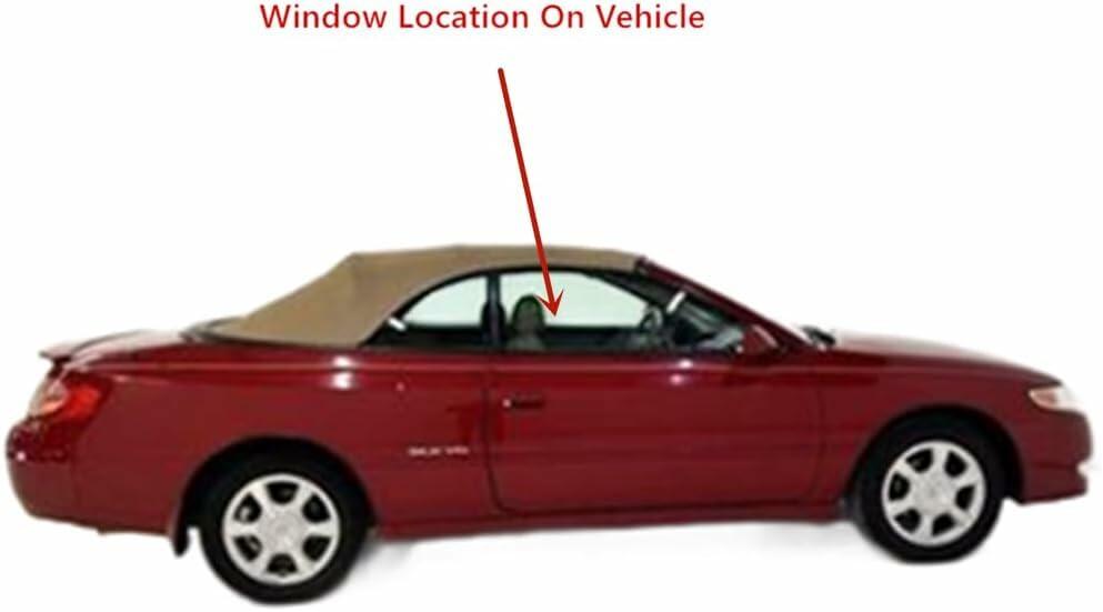 Clips Included Tempered Passenger Right Side Door Window Door Glass Compatible with Toyota Solara 1999-2003 Models