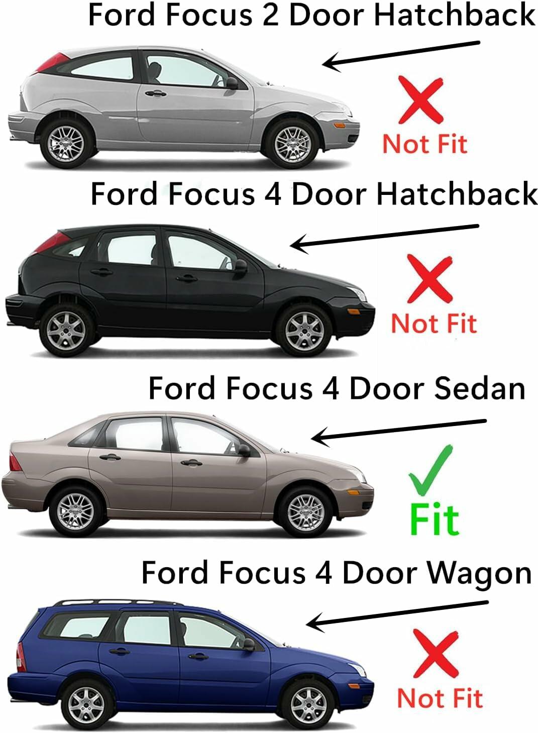 Privacy Passenger Right Side Rear Quarter Window Quarter Glass Compatible with Ford Focus 4-Door Sedan 2000-2007 Models