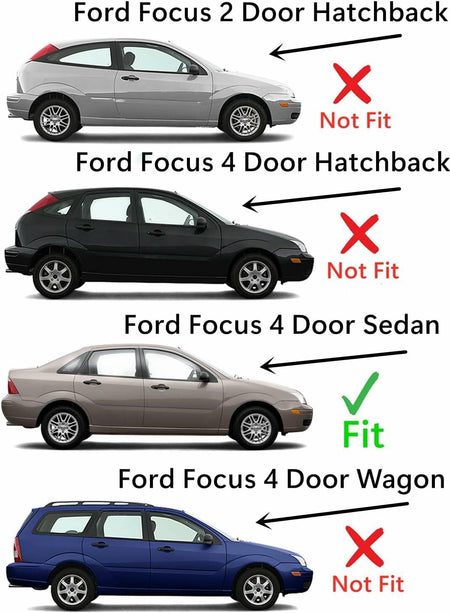 Privacy Passenger Right Side Rear Quarter Window Quarter Glass Compatible with Ford Focus 4-Door Sedan 2000-2007 Models