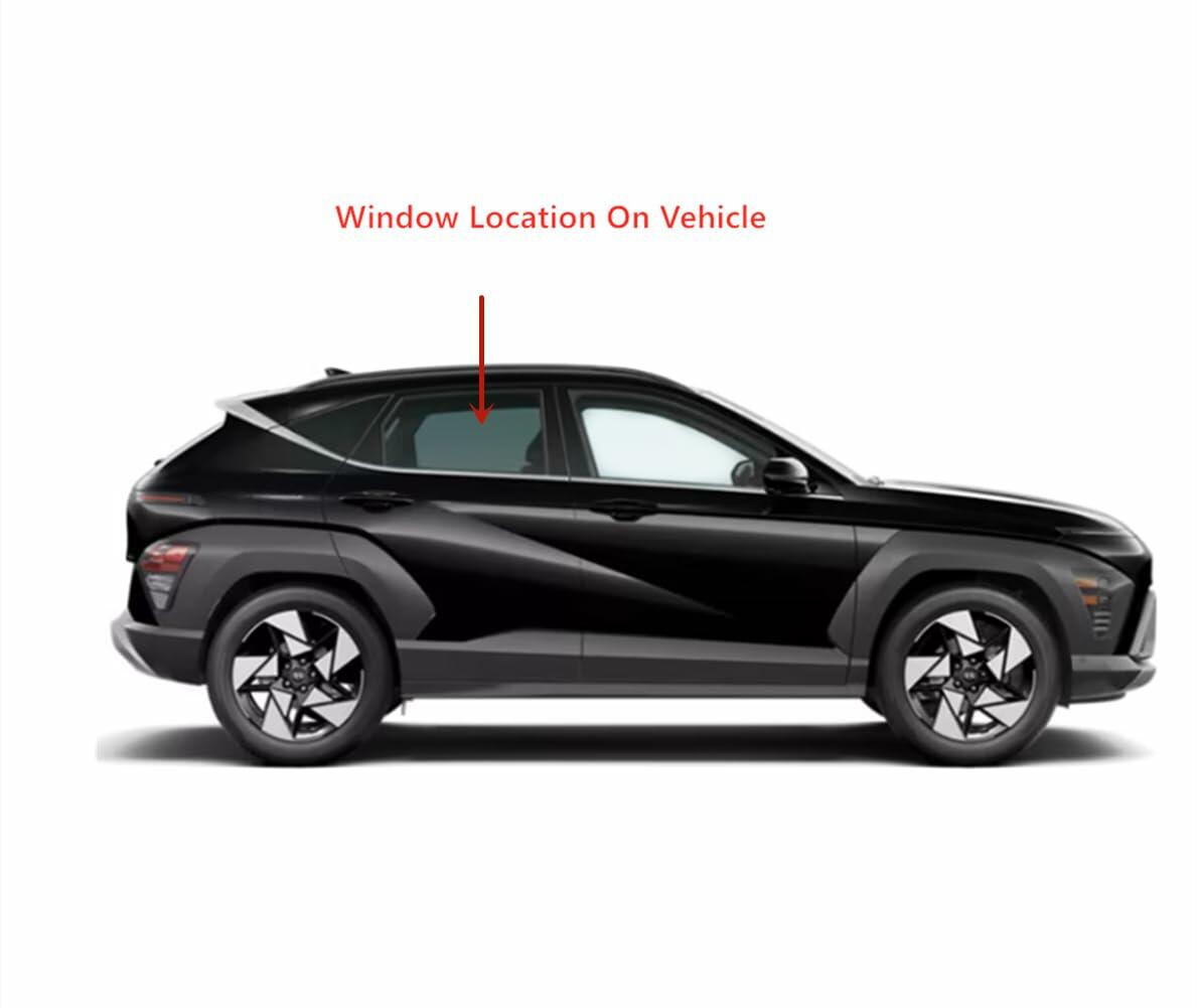 Tempered Passenger Right Side Rear Door Window Door Glass Compatible with Hyundai Kona / Kona Electric 2024-2026 Models