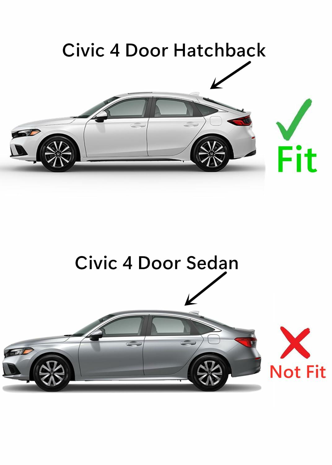 Heated Back Window Back Glass Compatible with Honda Civic 4 Door Hatchback 2022-2026 Models