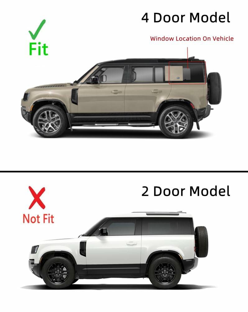 With Antenna Style Driver Left Side Rear Quarter Window Quarter Glass Compatible with Land Rover Defender 90 / 110 / 130 2020-2025 4 Door Models