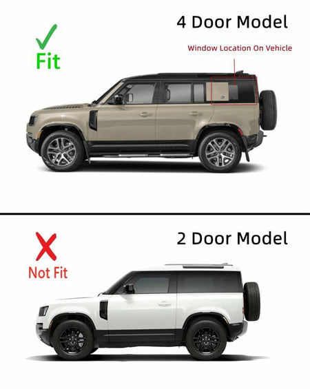 With Antenna Style Driver Left Side Rear Quarter Window Quarter Glass Compatible with Land Rover Defender 90 / 110 / 130 2020-2025 4 Door Models