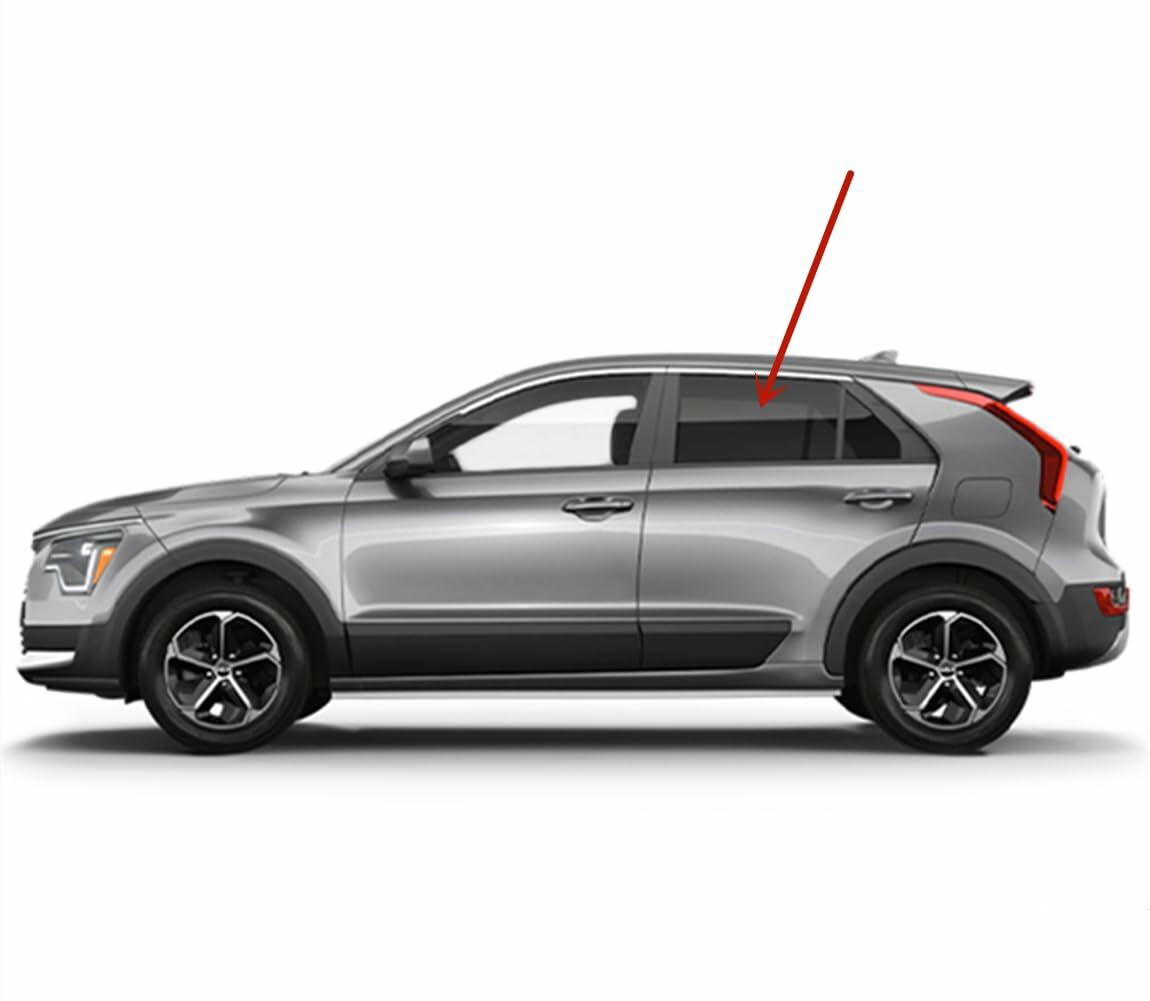 Tempered Driver Left Side Rear Door Window Door Glass Compatible with Kia Niro / Niro EV 2023-2026 Models
