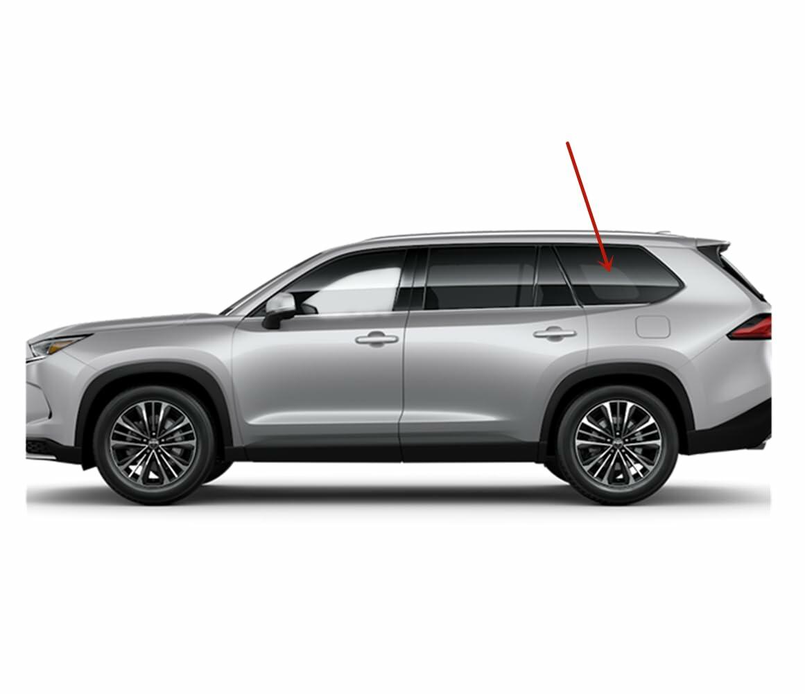 Chrome Style Driver Left Side Quarter Window Quarter Glass Compatible with Toyota Grand Highlander 2024-2026 Models