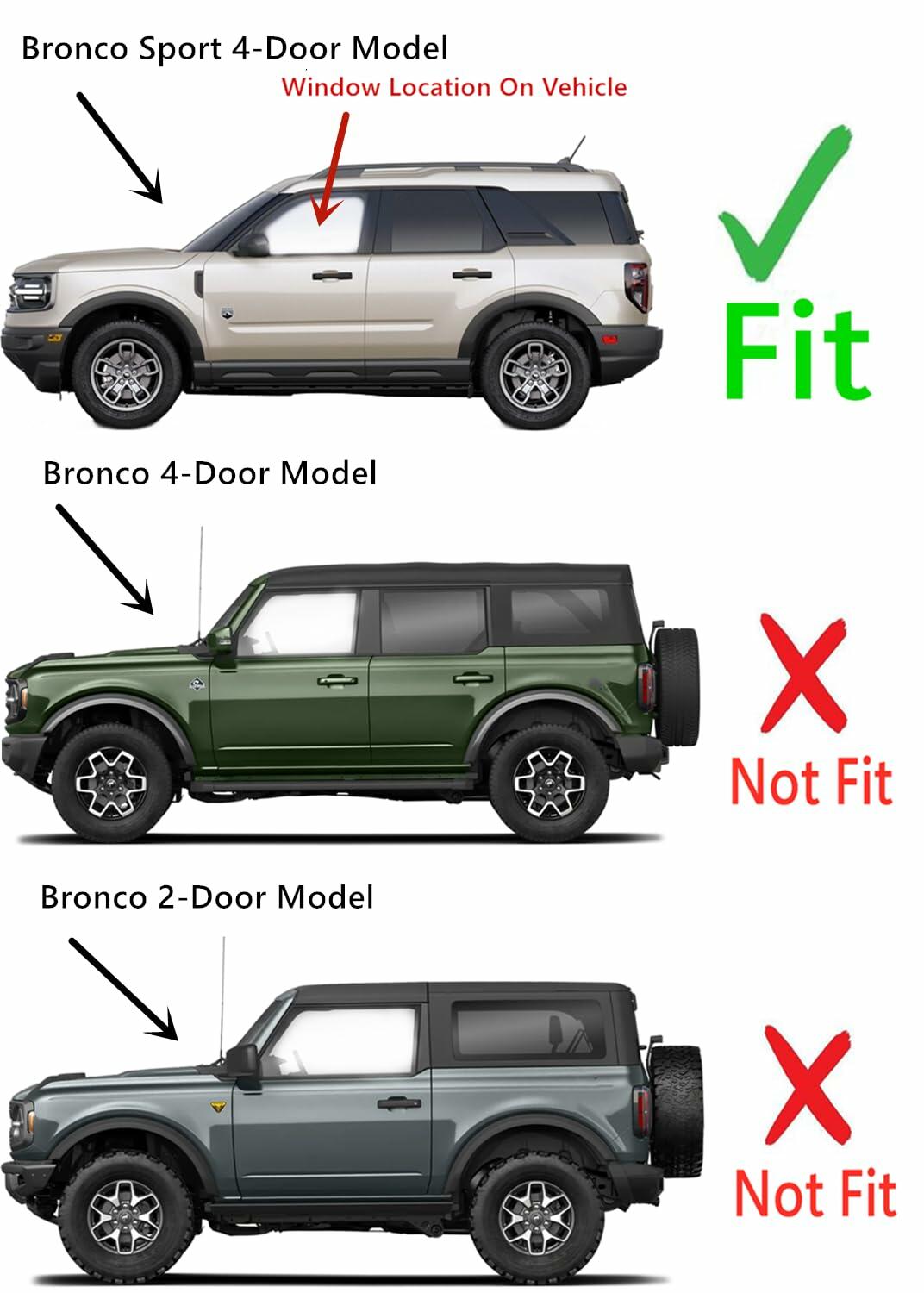 Laminated Driver Left Side Front Door Window Door Glass Glass Compatible with Ford Bronco Sport 2021-2026 Models (Doesn't Fit Bronco)