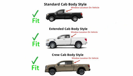 Manual Rear Back Slider Window Back Glass Compatible with Nissan Titan / Titan XD 2016-2025 Models