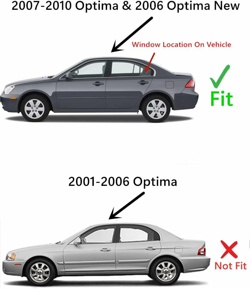 Driver Left Side Rear Vent Window Vent Glass Compatible with Kia Optima 2007-2010 Models