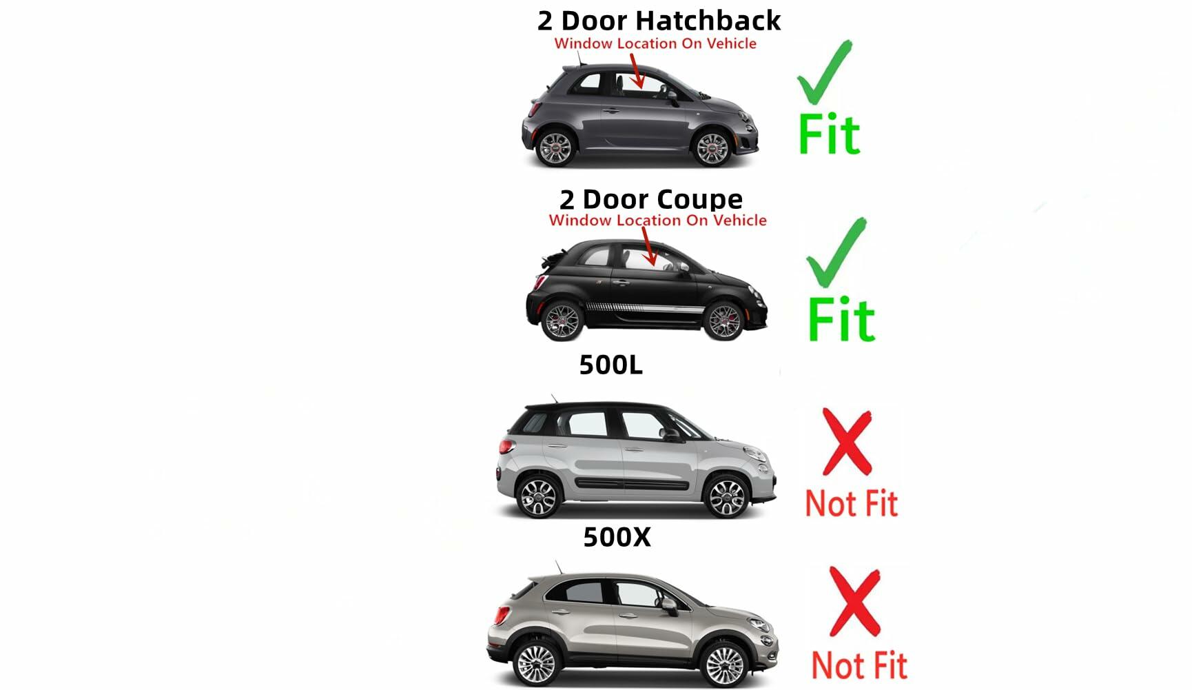 OEM Passenger Right Side Door Window Door Glass Compatible with Fiat 500 / 500C / 500e 2012-2019 Models