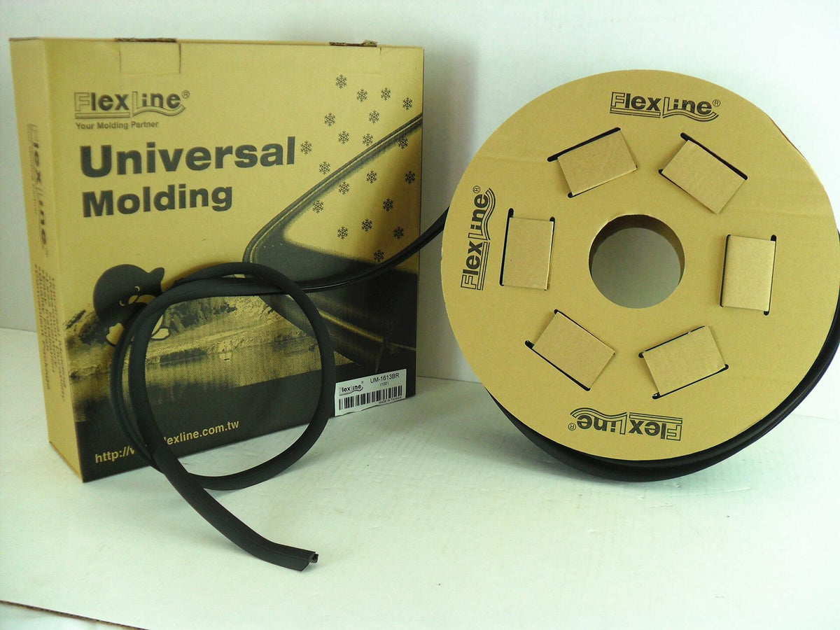 Flexline Universal Flexible Rubber Windshield Auto Glass Molding Trim - 16 mm x 15 ft (UM1613BR)