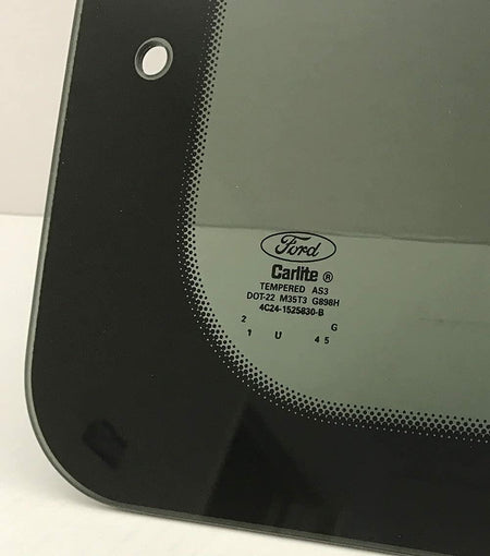 OE W/Logo Stationary Passenger Right Side Rear Hinged Body Side Door Window Door Glass Compatible with Ford Econoline Van 1992-2016 Models