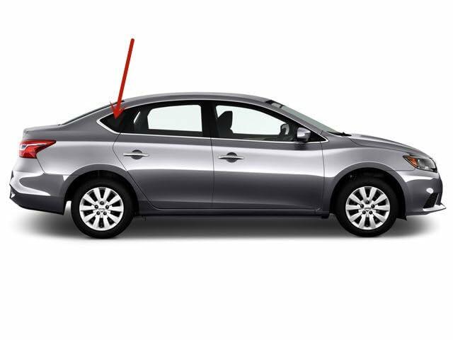 Chrome Moulding Style Clear Passenger Right Side Quarter Window Quarter Glass Compatible with Nissan Sentra 2013-2019 Models