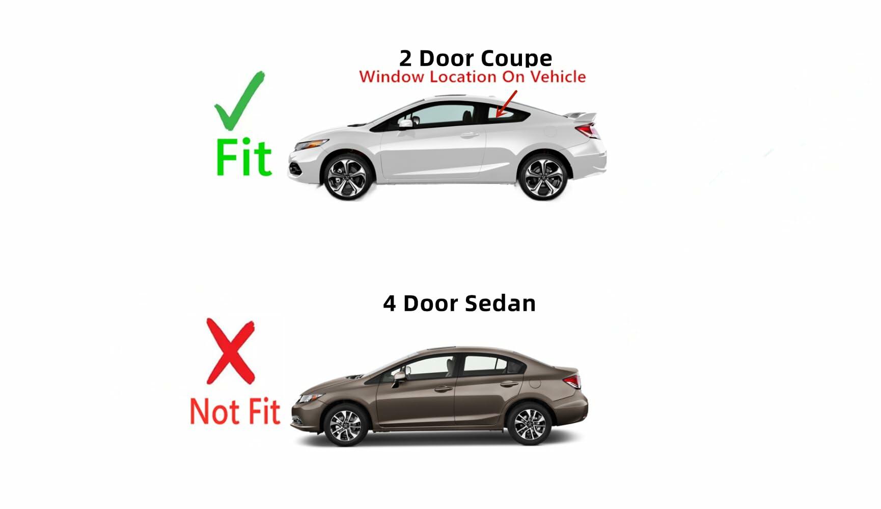 Driver Left Side Quarter Window Quarter Glass W/ Gasket Compatible with Honda Civic 2 Door Coupe 2012-2015 Models