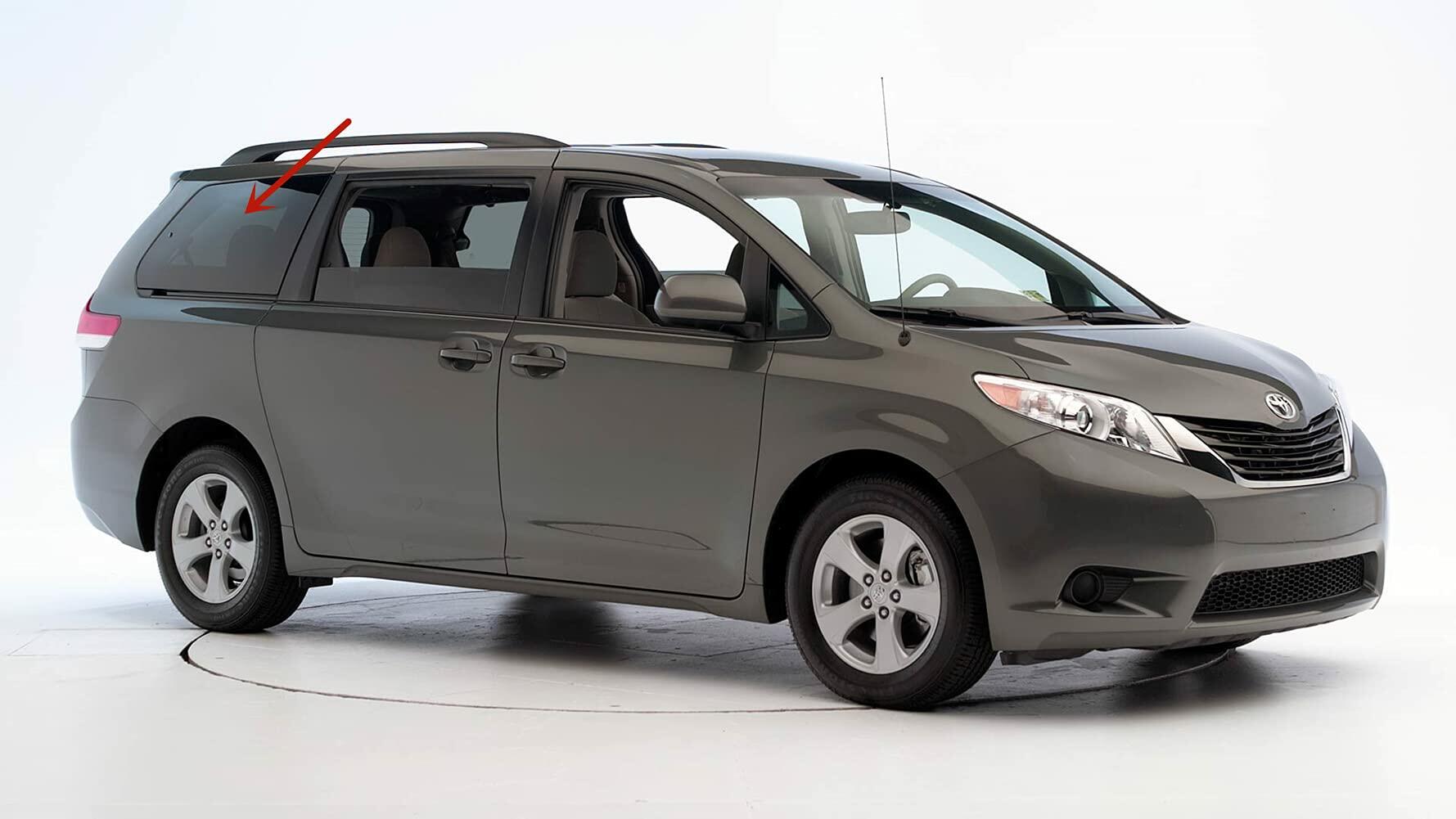Movable W/ Sunshade Hooks Style Passenger Right Side Quarter Window Quarter Glass Compatible with Toyota Sienna 2011-2020 Models