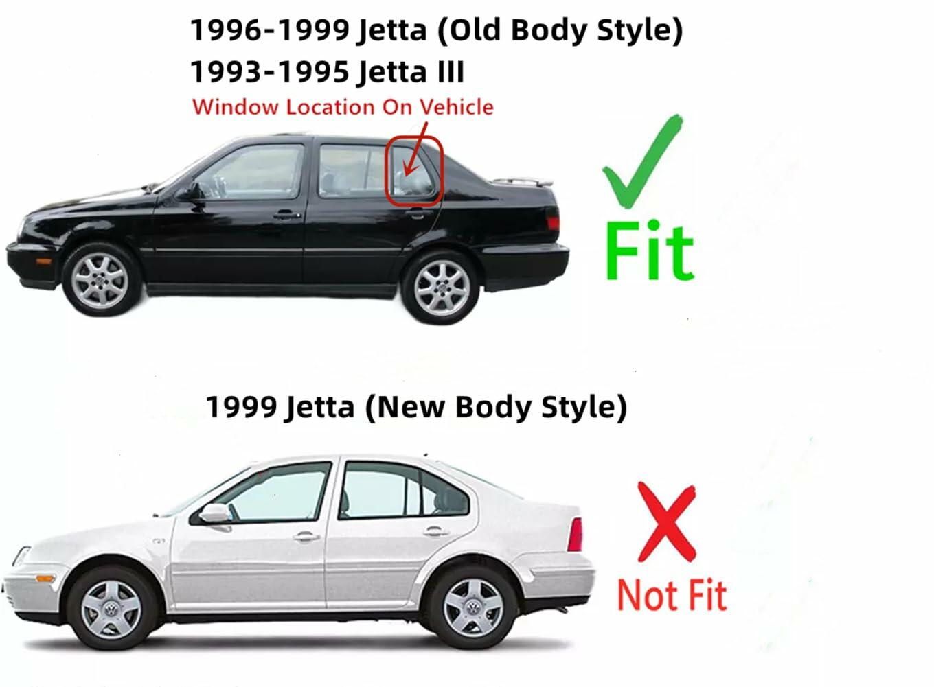 Driver Left Side Rear Vent Window Vent Glass Compatible with Volkswagen Golf III 4 Door Hatchback & Jetta III 4 Door Sedan 1993-1995 / Golf 4 Door Hatchback & Jetta 4 Door Sedan 1996-1999 Models