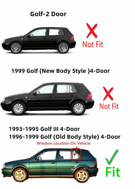 Driver Left Side Rear Vent Window Vent Glass Compatible with Volkswagen Golf III 4 Door Hatchback & Jetta III 4 Door Sedan 1993-1995 / Golf 4 Door Hatchback & Jetta 4 Door Sedan 1996-1999 Models