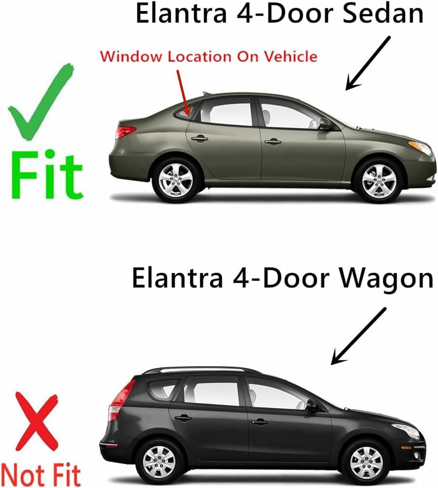 Passenger Right Side Quarter Window Quarter Glass Compatible with Hyundai Elantra 4 Door Sedan 2007-2010 Models