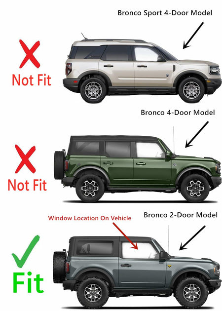 OEM Tempered Passenger Right Side Door Window Door Glass Compatible with Ford Bronco 2021-2026 2 Door Models