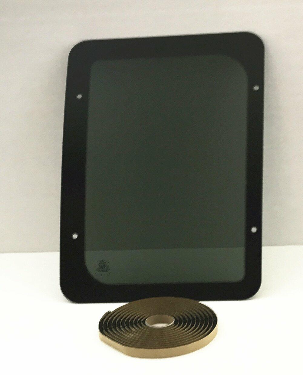 OE W/Logo Stationary Passenger Right Side Rear Hinged Body Side Door Window Door Glass Compatible with Ford Econoline Van 1992-2016 Models