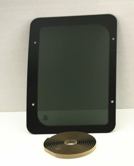 OE W/Logo Stationary Passenger Right Side Rear Hinged Body Side Door Window Door Glass Compatible with Ford Econoline Van 1992-2016 Models