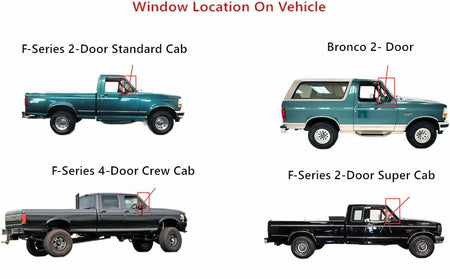 Tempered Privacy Passenger Right Side Front Vent Window Vent Compatible with Ford Bronco F150 F250 1992-1996 / F250HD(Heavy Duty) F350 SUPER DUTY 1992-1997 Models Glass Only