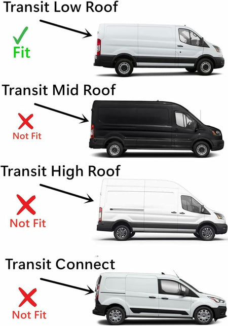 Tempered Passenger Right Side Quarter Window Quarter Glass Compatible with Ford Transit 83.2" Low-Roof & Medium Wheel Base Van 2015-2026 Models (Not For Mid-Roof, High-Roof, or Connect)