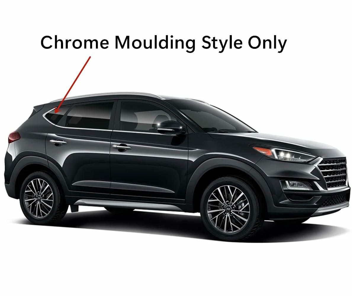Chrome Moulding Style Passenger Right Side Rear Quarter Window Quarter Glass Compatible with Hyundai Tucson 2016-2021 Models