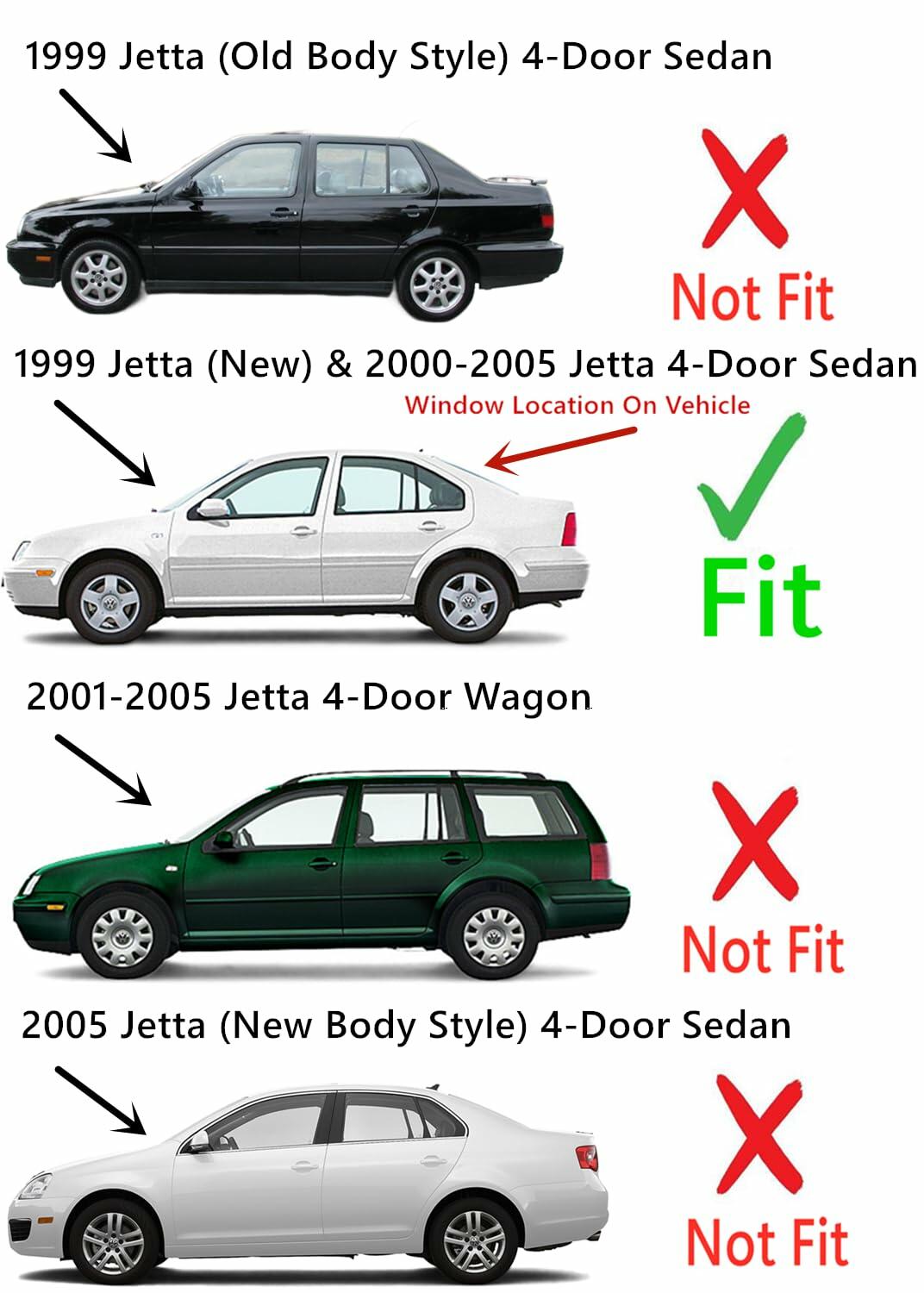 Heated Rear Back Window Back Glass Compatible with Volkswagen Jetta 2000-2005 / Jetta (New) 1999 4-Door Sedan Models