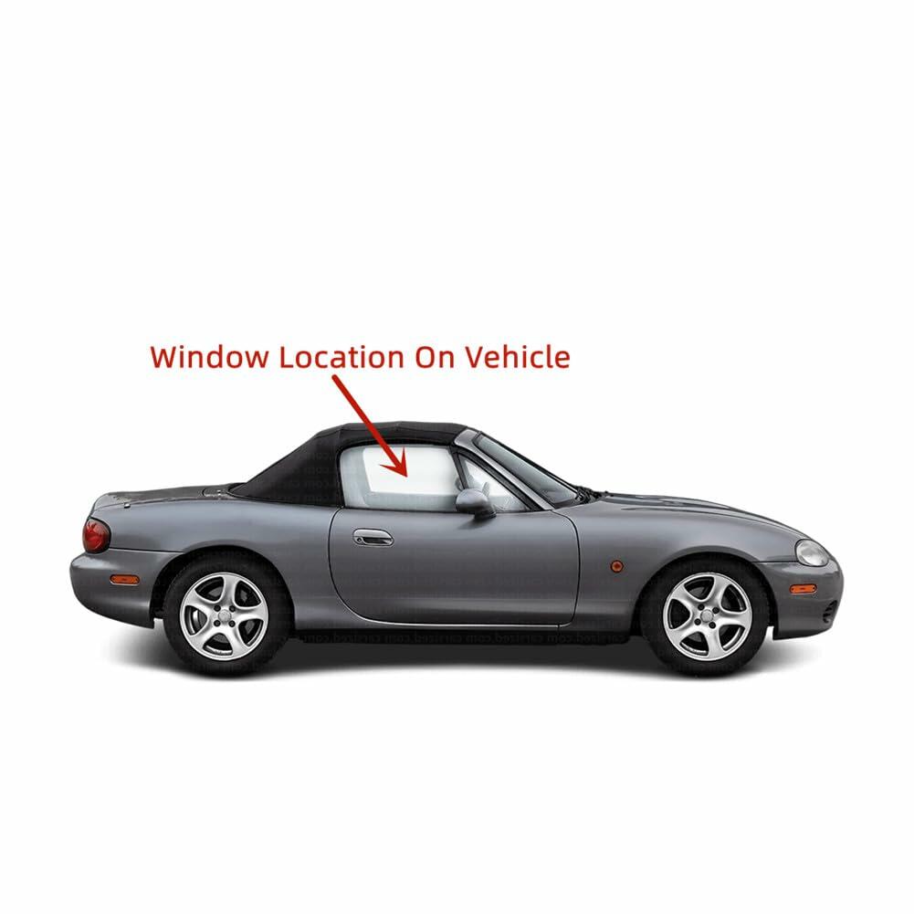 Tempered Passenger Right Side Door Window Door Glass Compatible with Mazda Miata 1999-2005 Models